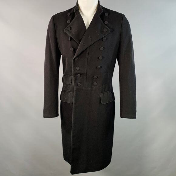 RRL by RALPH LAUREN Size S Black Twill Wool Double Breasted Coat - Picture 1 of 9